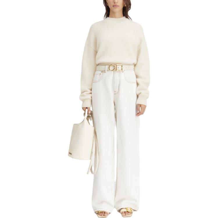 Shop (W) Jacquemus La Maille Les Classiques Suéter Crewneck Beige Claro. 241KN353-2329-130