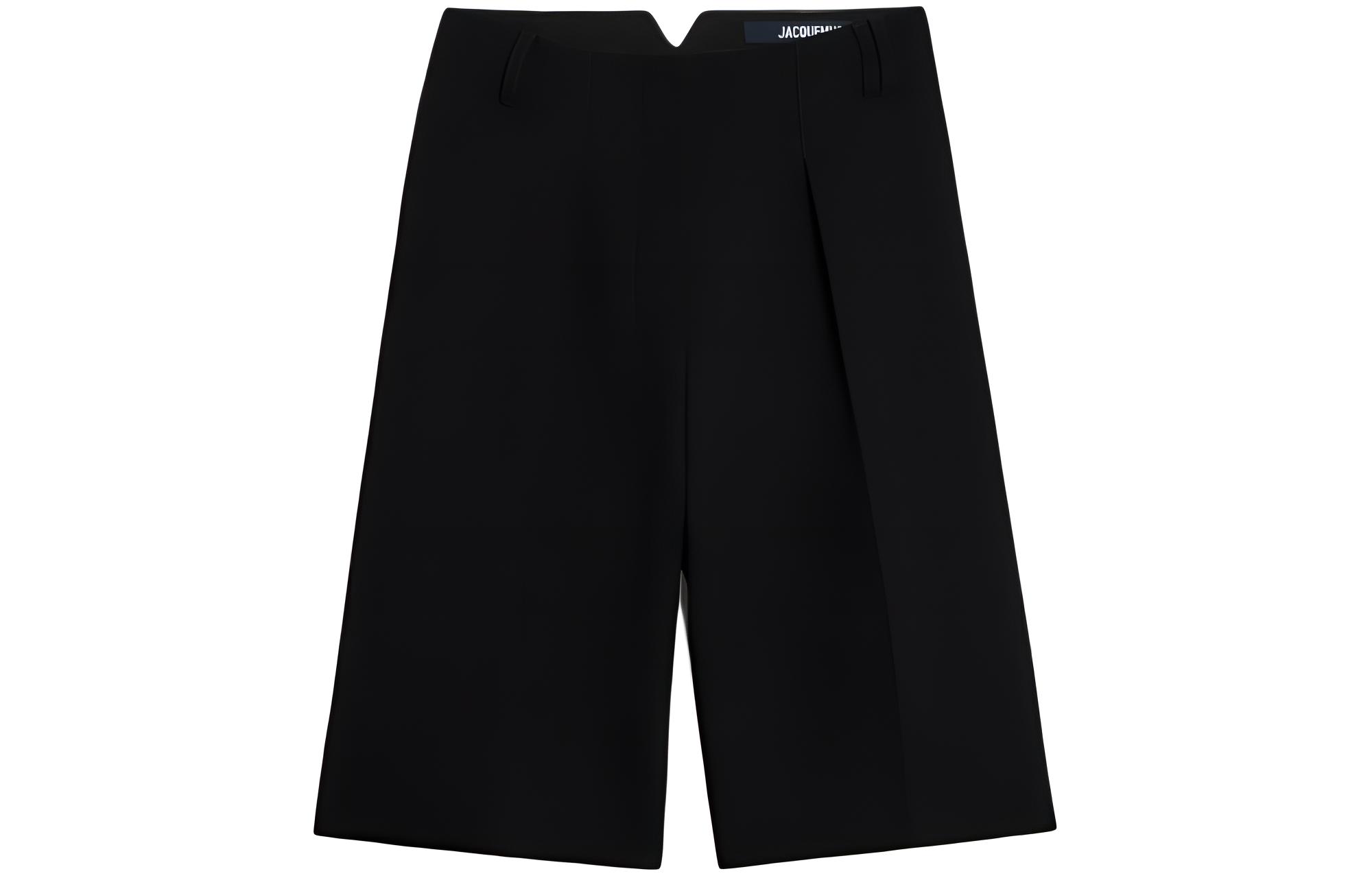 (Women) Jacquemus Le Bermuda Ovalo  Black Loose-Fit Casual Shorts. 241PA081-1526-990