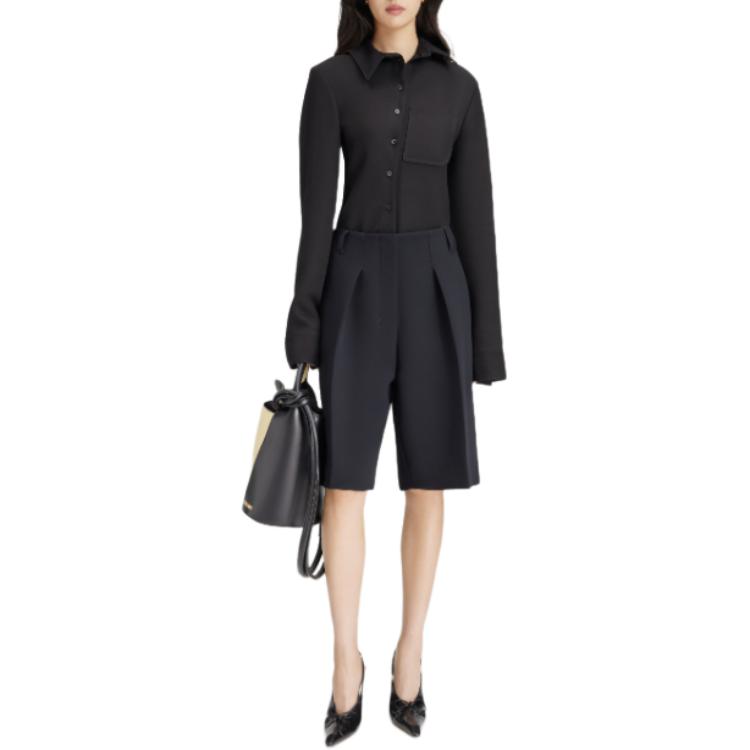 Lookbook (W) Jacquemus Le Bermuda Ovalo Celana Pendek Santai Hitam Longgar. 241PA081-1526-990