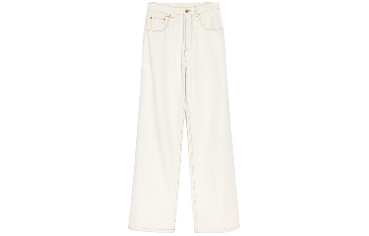 Order (W) Jacquemus Celana Jeans Wanita High-Waisted Wide-Leg Putih Le de Nimes 241DE038-1514-11C