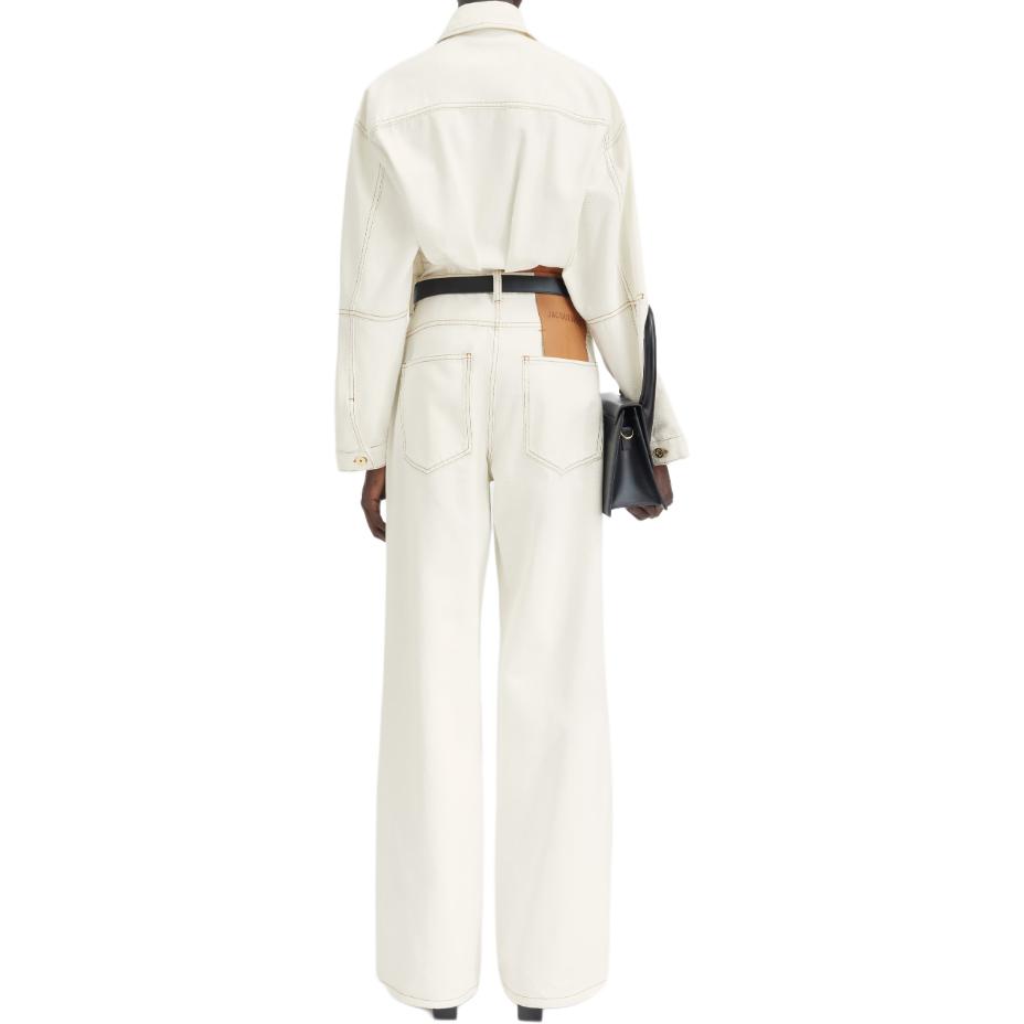 Shop (W) Jacquemus Celana Jeans Wanita High-Waisted Wide-Leg Putih Le de Nimes 241DE038-1514-11C