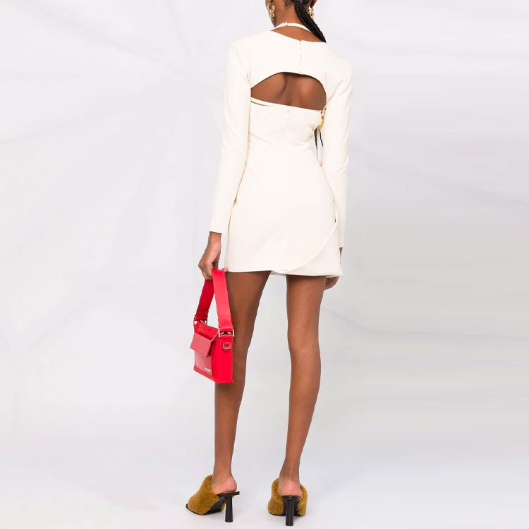 Shop (W) Jacquemus Mini Dress Lengan Panjang Logo - Putih. 213DR04213107110