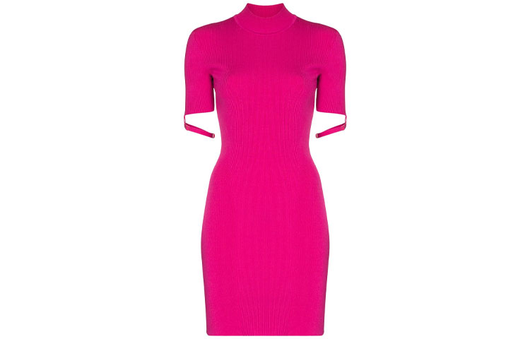 (Women) Jacquemus Pink Short Sleeve Dress with Arm Strap Detail 213KN67213201450PINK