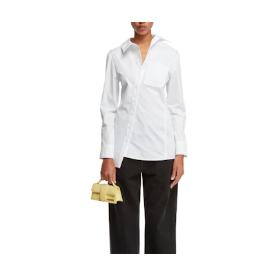 (Women) Jacquemus Solid Color Oversized Long Sleeve Button-Up Shirt Women’s White 24E241SH062-1520100
