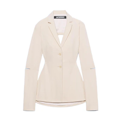 (Women) Jacquemus SS22 Khaki Long Sleeve Blazer with Back Cut-Out Design. 22E221JA0051021110