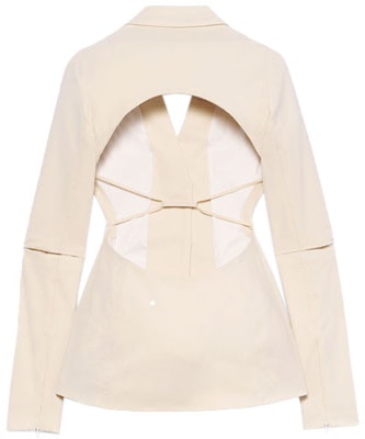 (Women) Jacquemus SS22 Khaki Long Sleeve Blazer with Back Cut-Out Design. 22E221JA0051021110 Lookbook (Women) Jacquemus SS22 Khaki Long Sleeve Blazer with Back Cut-Out Design. 22E221JA0051021110