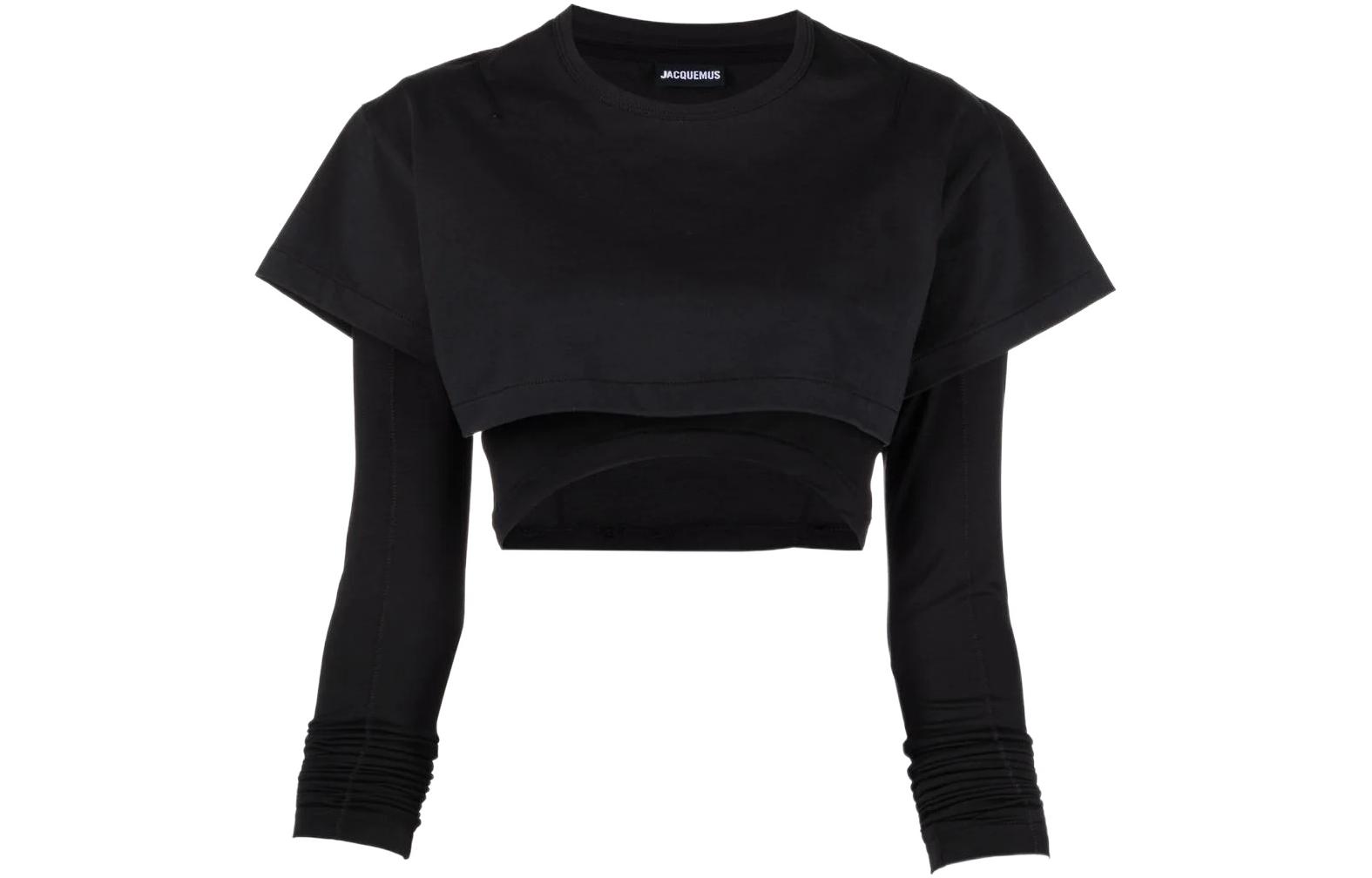 Order (W) ジャックムス SS22 レイヤード クロップド 長袖 Tシャツ ブラック 21H213JS1002450BLACK