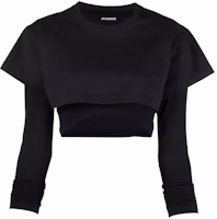Order (Women) Jacquemus SS22 Layered Cropped Long-Sleeve T-Shirt Black 21H213JS1002450BLACK