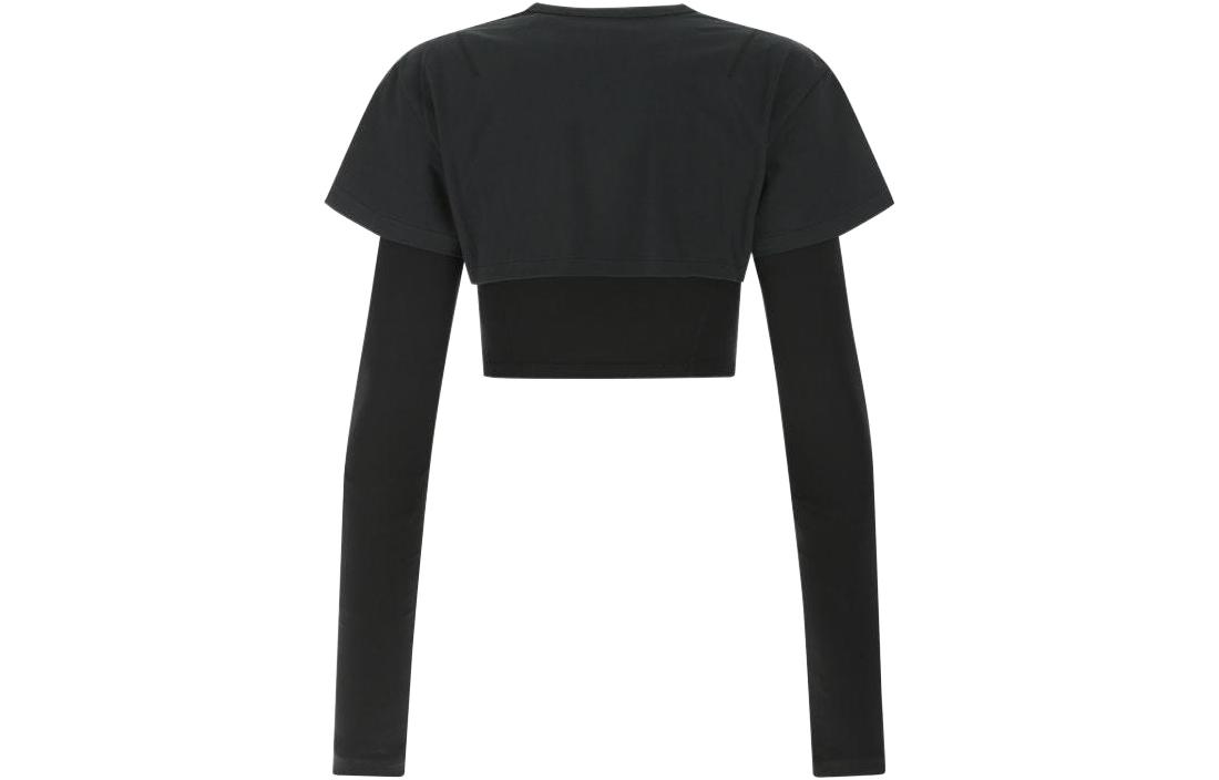 Lookbook (W) ジャックムス SS22 レイヤード クロップド 長袖 Tシャツ ブラック 21H213JS1002450BLACK