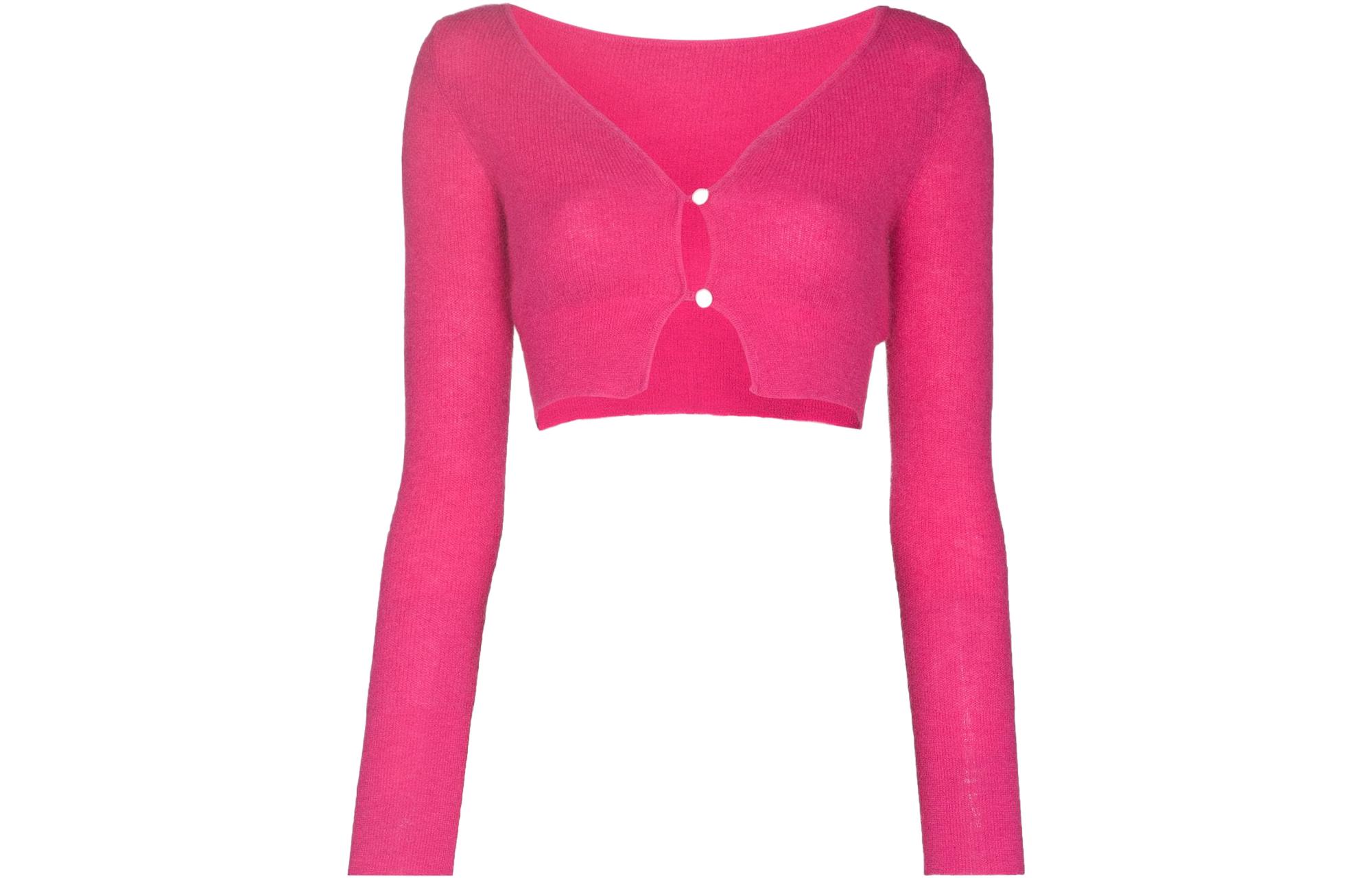 Order (W) Jacquemus SS22 Atasan Knit Warna Solid Cropped Pink Ungu. 21H213KN203-2360