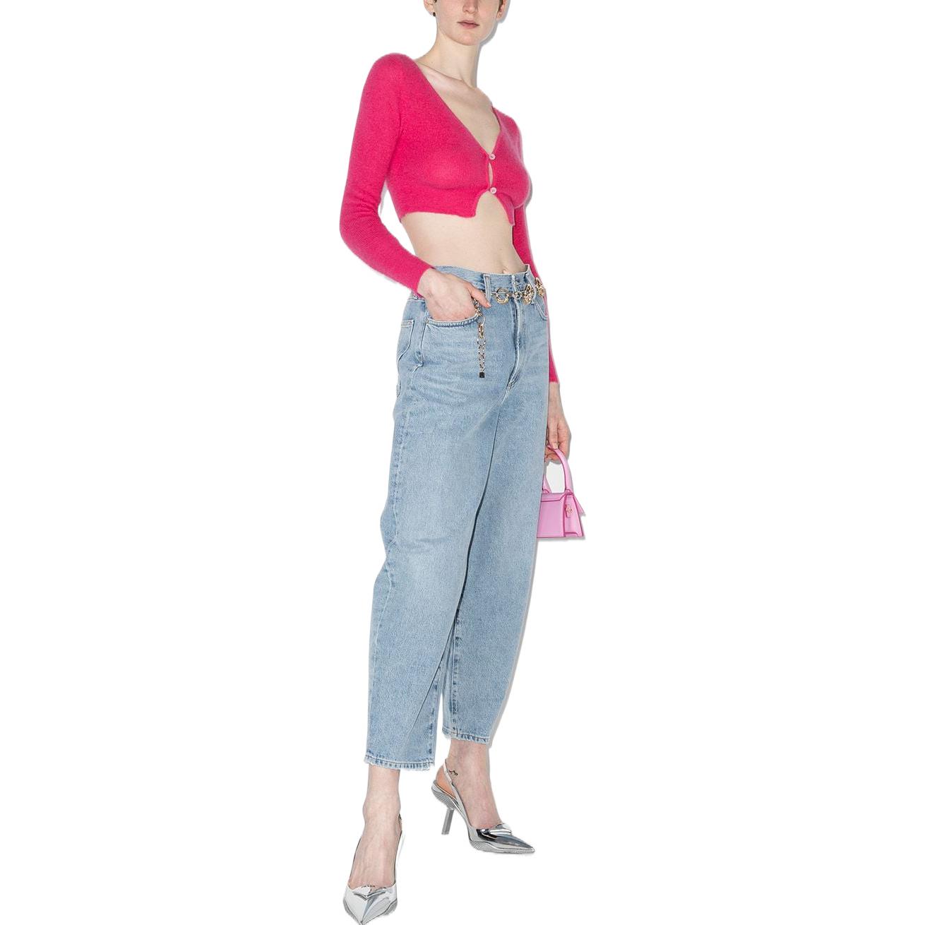 Lookbook (W) Jacquemus SS22 Atasan Knit Warna Solid Cropped Pink Ungu. 21H213KN203-2360