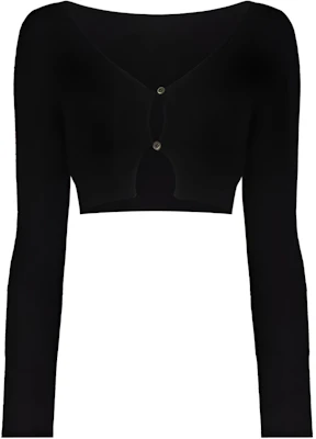 (Women) Jacquemus SS22 Black Solid Color Slim Knit Crop Top 213KN2032360BLACK Buy (Women) Jacquemus SS22 Black Solid Color Slim Knit Crop Top 213KN2032360BLACK