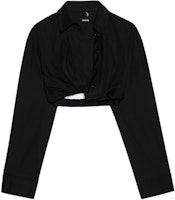 (Women) Jacquemus Twisted Oversized Long Sleeve Cropped Shirt Women’s Black. 233SH042-1452-990 (Women) Jacquemus Twisted Oversized Long Sleeve Cropped Shirt Women’s Black. 233SH042-1452-990