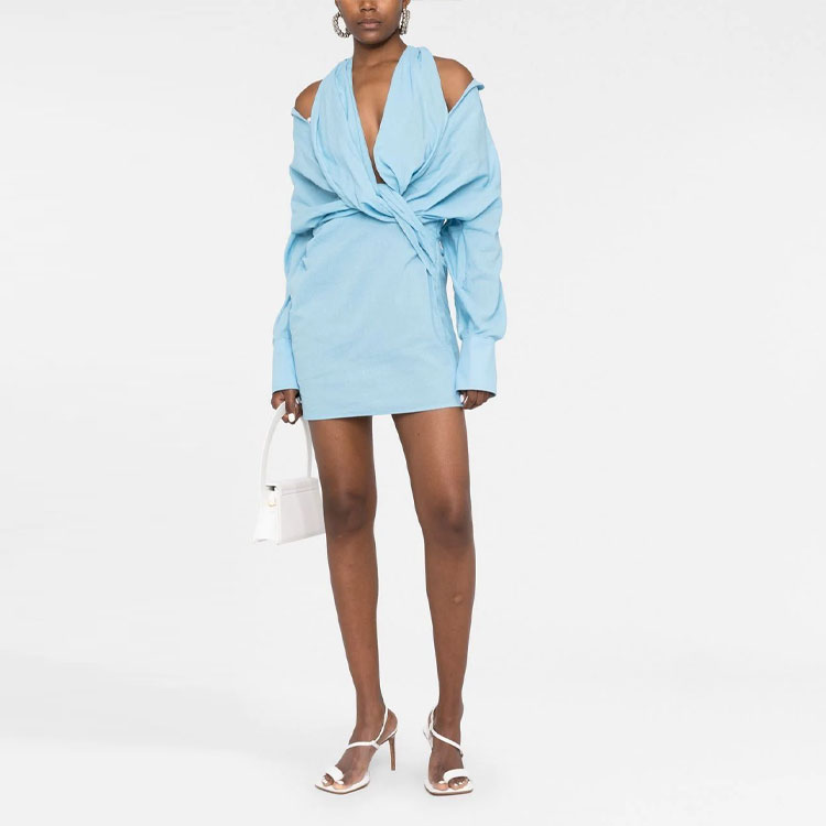 Lookbook (W) ジャックムス W22 ブルー ルーシュ カラード 長袖 ミニドレス 223DR0331061320