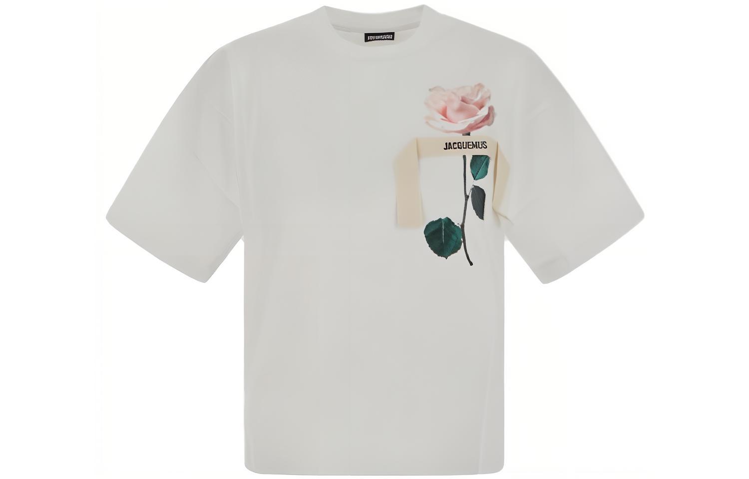 (Women) Jacquemus Women’s White Floral Letter Print T-Shirt 23H233JS18220991FM