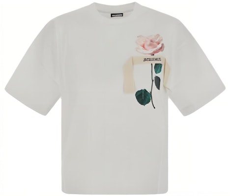 (Women) Jacquemus Women’s White Floral Letter Print T-Shirt 23H233JS18220991FM Order (Women) Jacquemus Women’s White Floral Letter Print T-Shirt 23H233JS18220991FM