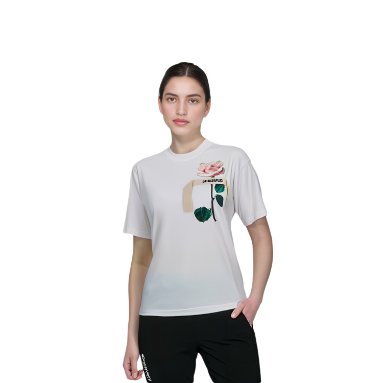 Details for (W) ジャックムス レディース ホワイト フローラル レタープリント Tシャツ 23H233JS18220991FM