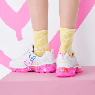 (W) スケッチャーズ×ゴールドクラウン D'Lites クリスタル ピンク/ホワイト 149457-WMLT Cheap (W) スケッチャーズ×ゴールドクラウン D'Lites クリスタル ピンク/ホワイト 149457-WMLT