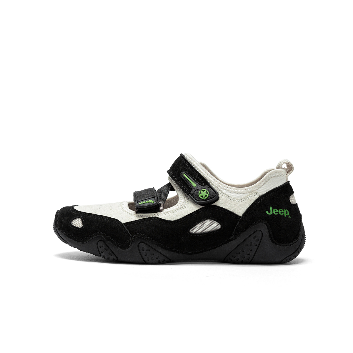 (Women) Jeep Black Grey Outdoor Shoes - Stylish, Comfy Thick Soles with Velcro. PX241WAS882 Black Grey