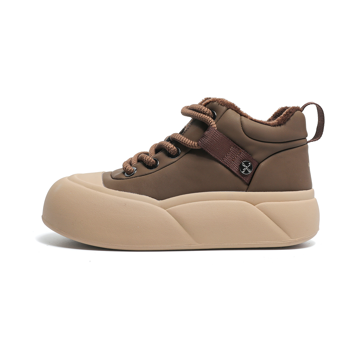 (Women) Jeep Brown Mid-Top Fur Lined Outdoor Shoes - Warm, Non-Slip, Durable. PCDC234WAS867 Brown