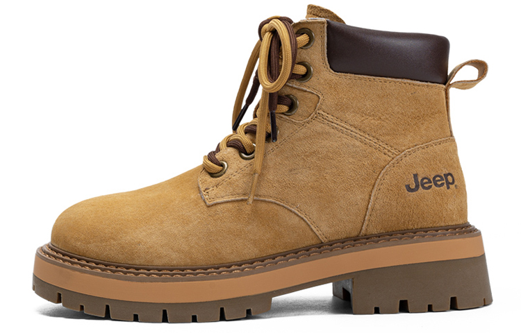 (W) Jeep Classic Soft Leather 'Casual Thick Sole Short Mid-Tube Martin Boot'