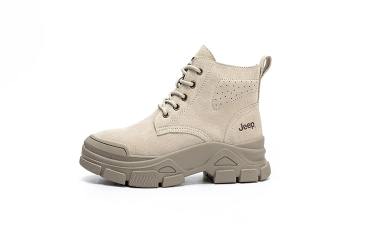 (Women) Jeep High-Top Platform Combat Boots Light Gray Fleece-Lined. JPD20DX066 Light Grey.