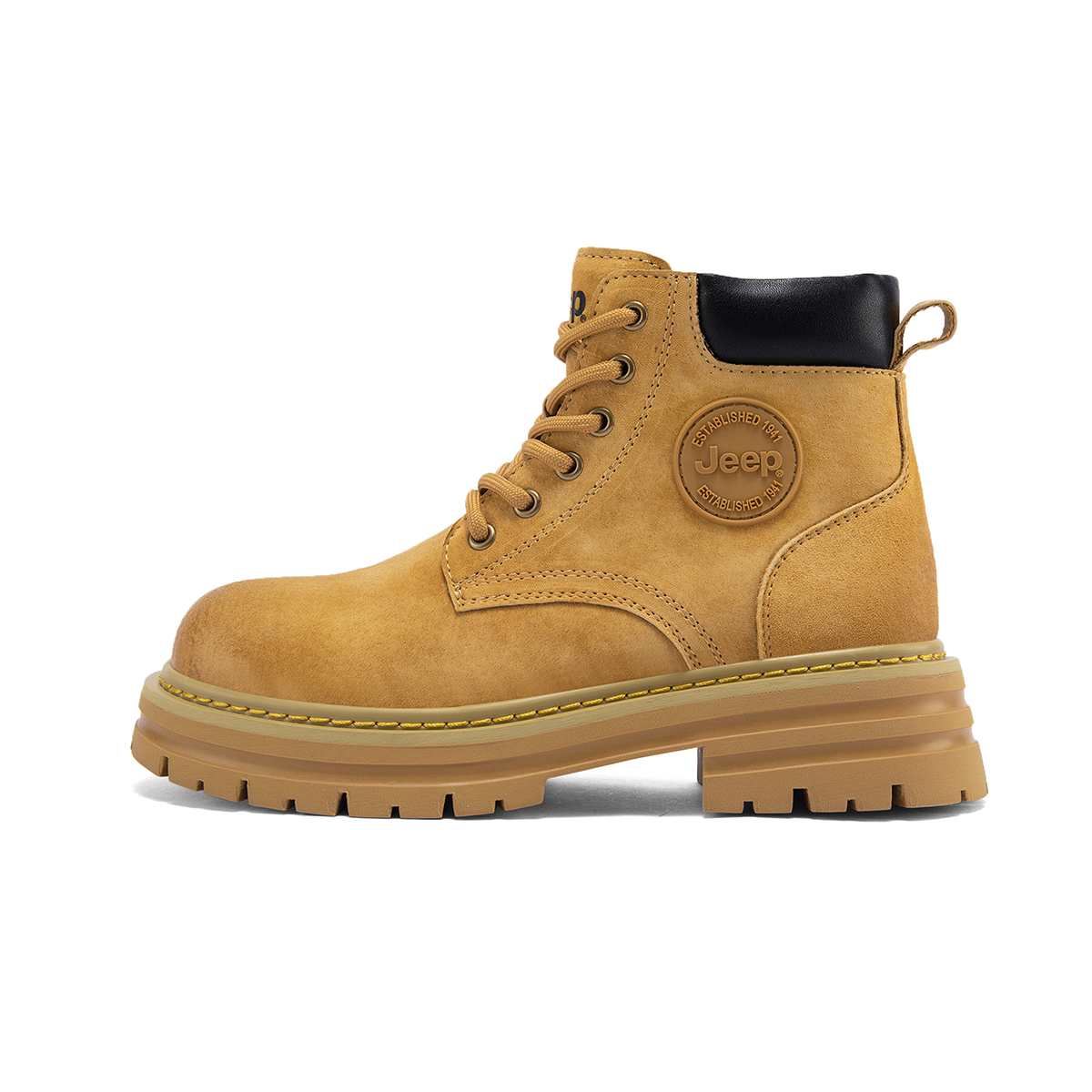 (Women) Jeep Retro Classic Yellow Boots, Outdoor Street Style, Non-Slip, Thick Sole. P234F08386