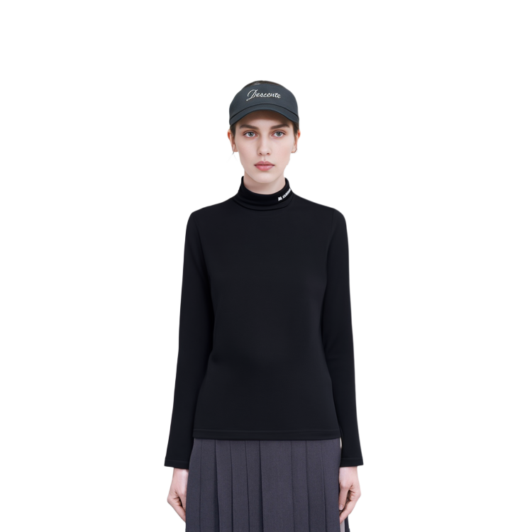 Shop (W) Jil Sander 黑色高領長袖Logo T恤 FW23. J40GC0020J70021-BLACK