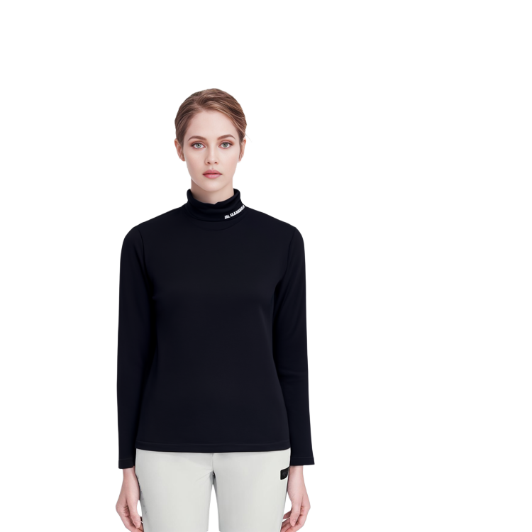 Sizing (W) Jil Sander 黑色高領長袖Logo T恤 FW23. J40GC0020J70021-BLACK