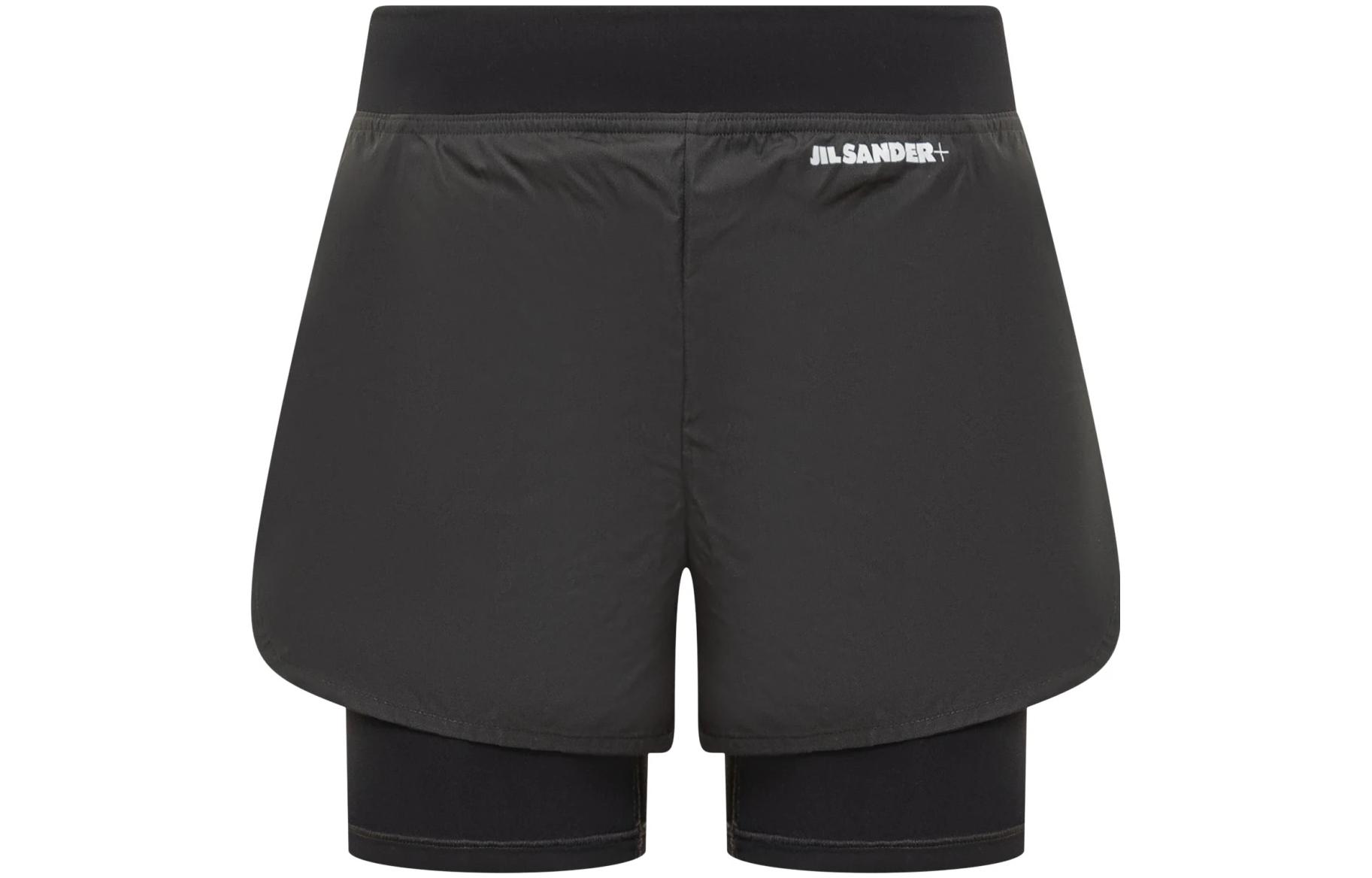 (Women) Jil Sander  Black Logo Print Elastic Waist Relaxed Fit Shorts. J40KA002-7JTN158-001