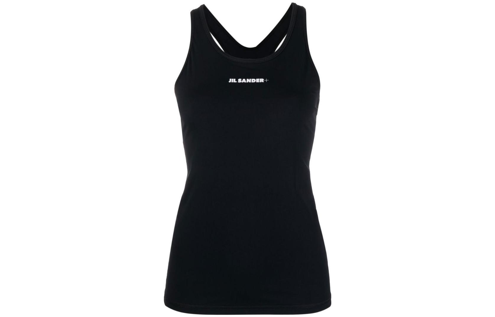 (Women) JIL SANDER  Black Logo Print Slim Fit Tank Top. J40NC0001J20031001