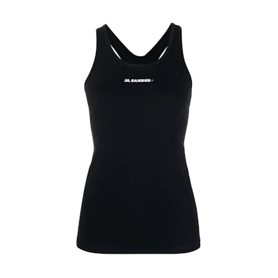 (Women) JIL SANDER Black Logo Print Slim Fit Tank Top. J40NC0001J20031001