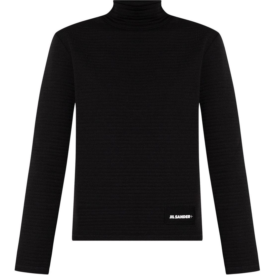 (Women) JIL SANDER  Black Long Sleeve T-Shirt with Logo Patch Design. J40NH0020J20225-BLACK