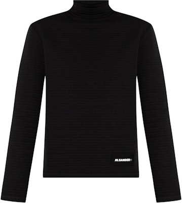 (Women) JIL SANDER Black Long Sleeve T-Shirt with Logo Patch Design. J40NH0020J20225-BLACK Order (Women) JIL SANDER Black Long Sleeve T-Shirt with Logo Patch Design. J40NH0020J20225-BLACK
