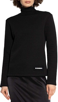 (Women) JIL SANDER Black Long Sleeve T-Shirt with Logo Patch Design. J40NH0020J20225-BLACK Lookbook (Women) JIL SANDER Black Long Sleeve T-Shirt with Logo Patch Design. J40NH0020J20225-BLACK
