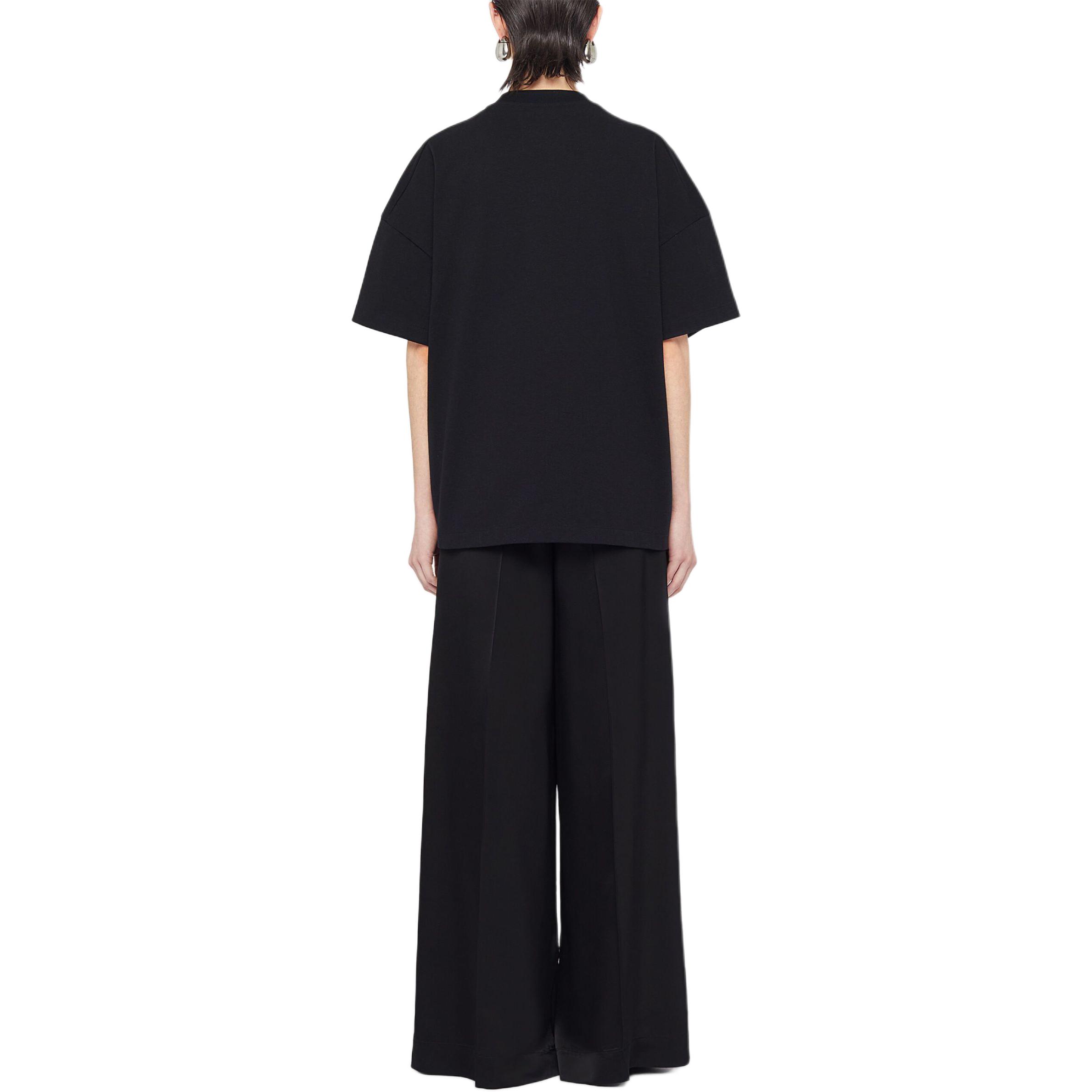 Shop (W) JIL SANDER Kaos Hitam Longgar Logo Cetak Crewneck Lengan Pendek J03GC0137J20243-BLACK