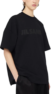 (W) JIL SANDER Kaos Hitam Longgar Logo Cetak Crewneck Lengan Pendek J03GC0137J20243-BLACK Purchase (W) JIL SANDER Kaos Hitam Longgar Logo Cetak Crewneck Lengan Pendek J03GC0137J20243-BLACK