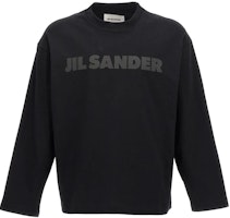 (Women) Jil Sander Black Oversized Letter Logo Long Sleeve Crewneck T-Shirt J03GC0136J20243-001 (Women) Jil Sander Black Oversized Letter Logo Long Sleeve Crewneck T-Shirt J03GC0136J20243-001