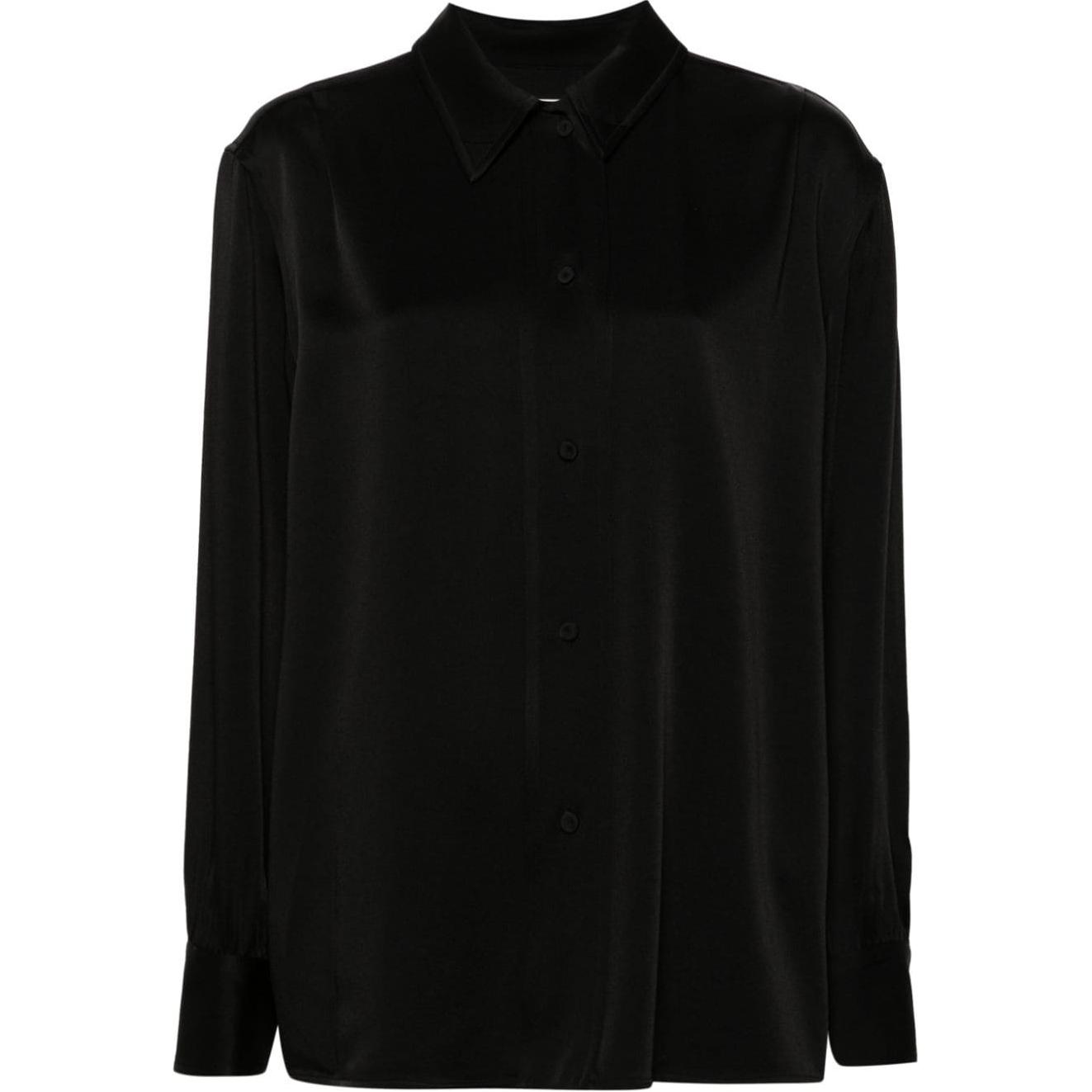 Order (Women) JIL SANDER  Black Pleated Long Sleeve Shirt with Pointed Collar J02DL0217J76018-BLACK