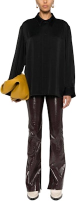 (Women) JIL SANDER Black Pleated Long Sleeve Shirt with Pointed Collar J02DL0217J76018-BLACK Lookbook (Women) JIL SANDER Black Pleated Long Sleeve Shirt with Pointed Collar J02DL0217J76018-BLACK