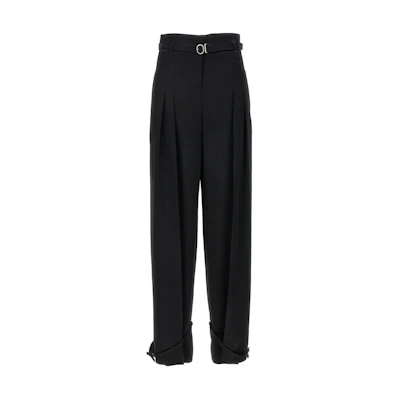 (Women) JIL SANDER Black Solid High-Waisted Tailored Trousers J02KA0214-J76018-001