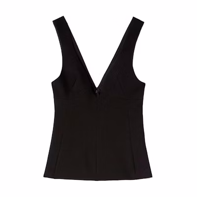 (Women) JIL SANDER Black Solid V-Neck Sleeveless Crop Top. J01NC0126-J40160-001