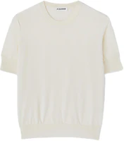 (Women) Jil Sander Gray Solid Crew Neck Loose Knit Short Sleeve T-Shirt. J02GC0117-J15383-281 (Women) Jil Sander Gray Solid Crew Neck Loose Knit Short Sleeve T-Shirt. J02GC0117-J15383-281