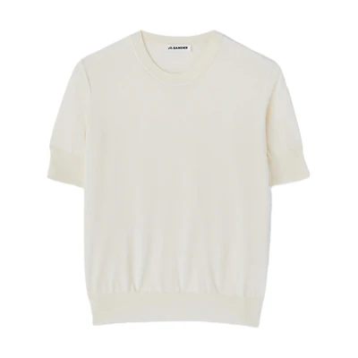 (Women) Jil Sander Gray Solid Crew Neck Loose Knit Short Sleeve T-Shirt. J02GC0117-J15383-281