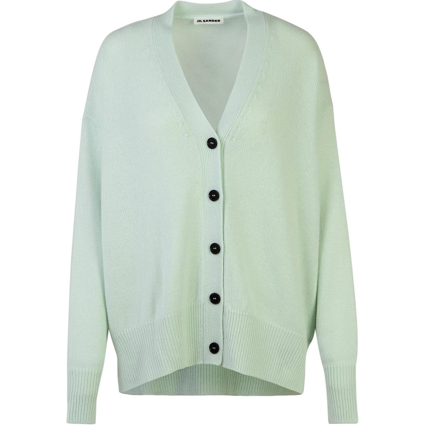 (Women) Jil Sander  Green V-Neck Button-Up Oversized Knit Cardigan. J02HP0009J13206-335