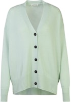 (Women) Jil Sander Green V-Neck Button-Up Oversized Knit Cardigan. J02HP0009J13206-335 (Women) Jil Sander Green V-Neck Button-Up Oversized Knit Cardigan. J02HP0009J13206-335
