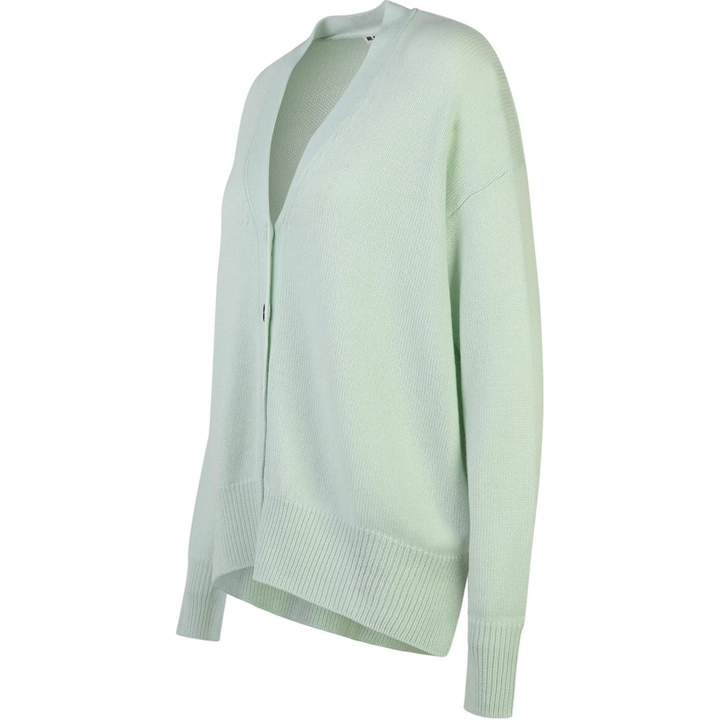 Shop (Women) Jil Sander  Green V-Neck Button-Up Oversized Knit Cardigan. J02HP0009J13206-335