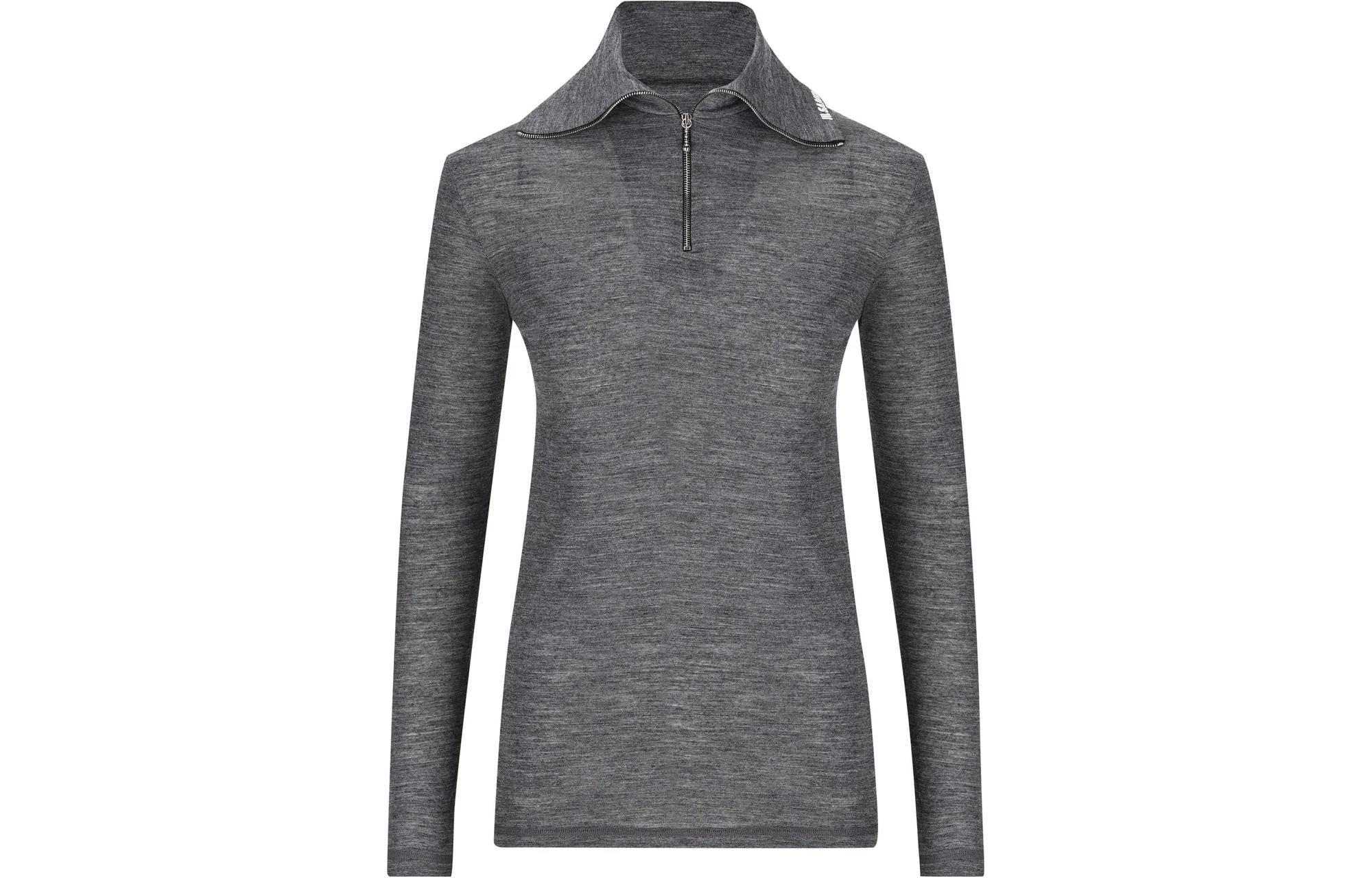 (Women) JIL SANDER  Grey Zip High-Neck Knit Sweater. J40GC0021J70021028