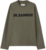 (Women) Jil Sander Logo Print Crewneck Pullover Oversized Long Sleeve Sweatshirt Green J02GC0107J20215312 (Women) Jil Sander Logo Print Crewneck Pullover Oversized Long Sleeve Sweatshirt Green J02GC0107J20215312