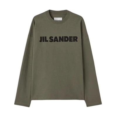(Women) Jil Sander Logo Print Crewneck Pullover Oversized Long Sleeve Sweatshirt Green J02GC0107J20215312